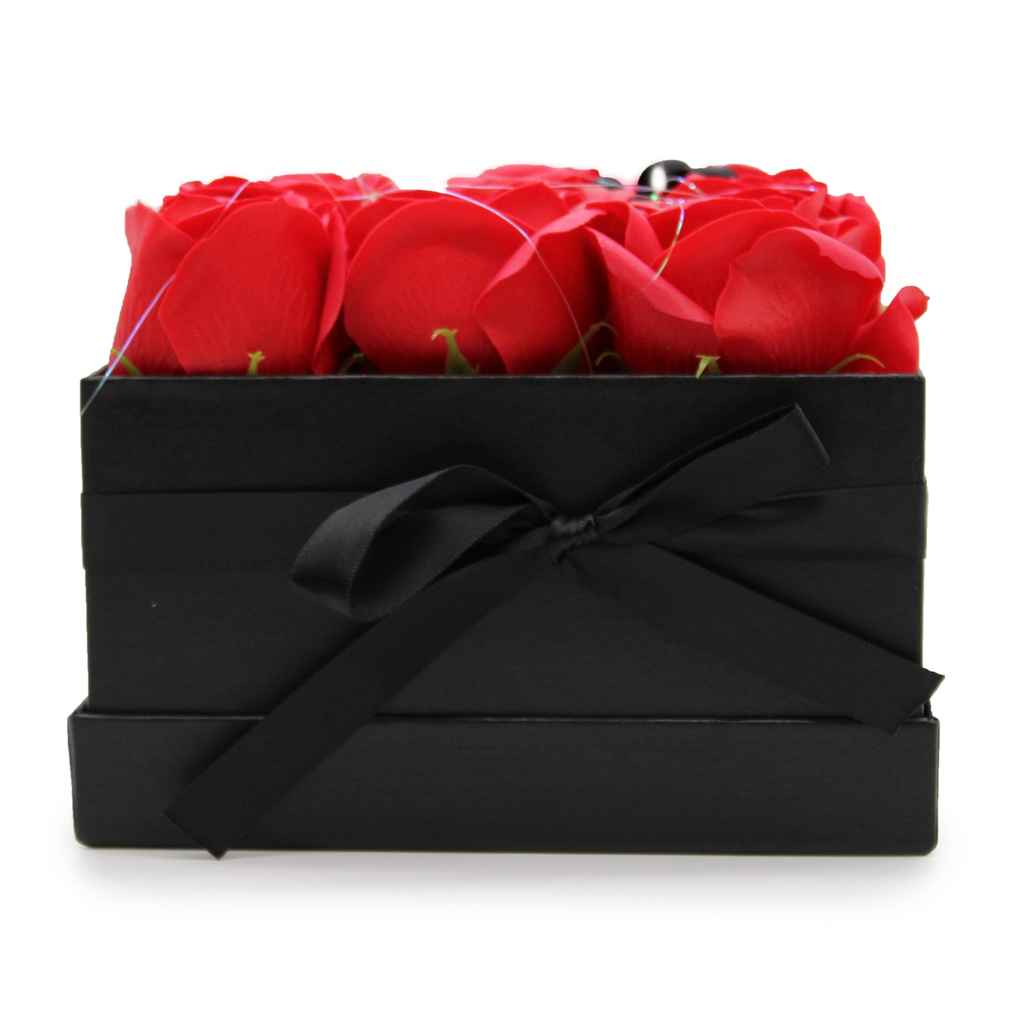 Coffret cadeau - Fleur de savon 9 roses rouges - Carré