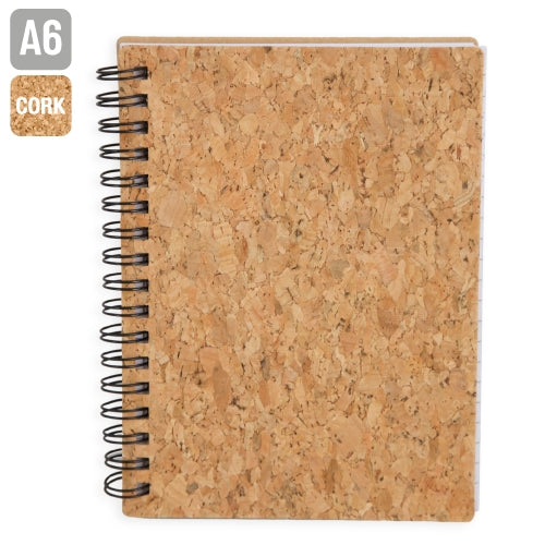 LIBRETA CON ANILLAS NEGRAS CORCHO NATURAL "PAIX"