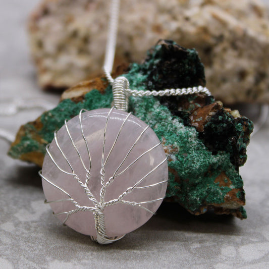 Collier Arbre de Vie - Quartz Rose