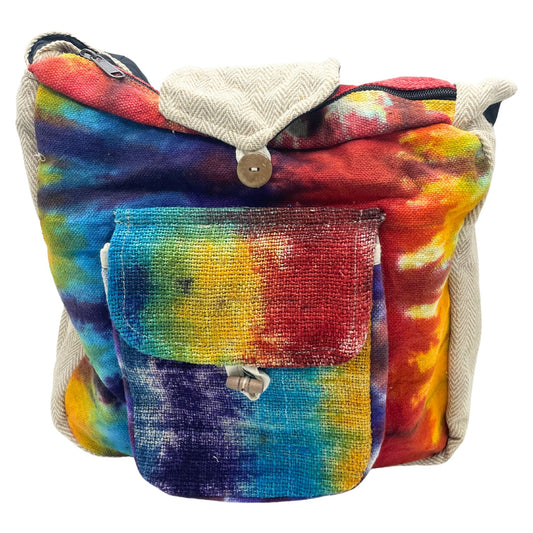 Sac d'étude en chanvre Tiedye avec poche avant
