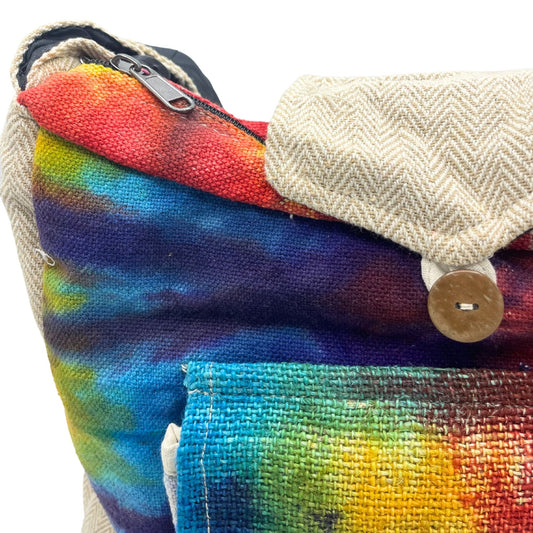 Sac d'étude en chanvre Tiedye avec poche avant