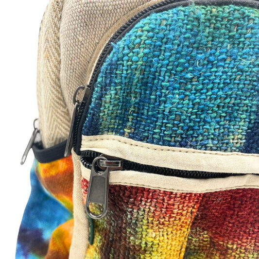 Sac à dos moyen en chanvre tie-dye sans imprimé
