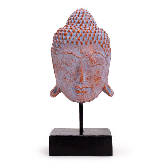 Grande tête de Bouddha de la Sérénité sur support - Cuivre bleu