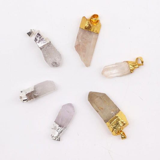 Pendentifs en jade indien plaqués or et argent (6 pièces assorties)