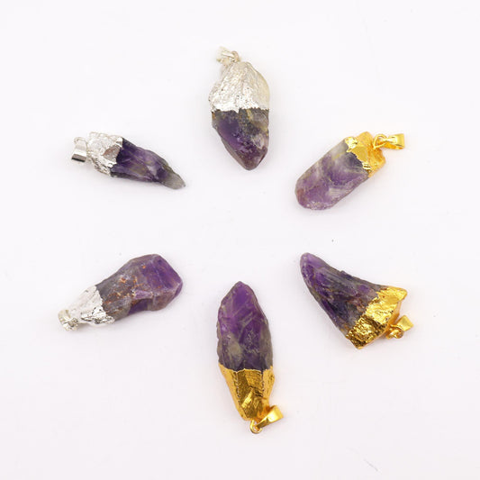 Pendentifs en améthyste plaqués or et argent (6 pièces assorties)