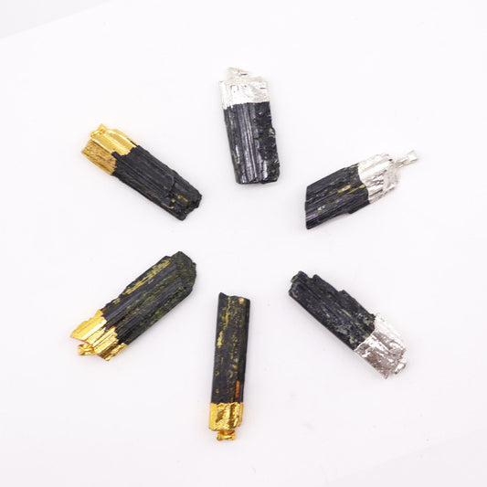 Pendentifs en tourmaline indienne et plaqué argent (6 pièces assorties)