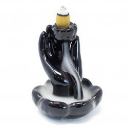 Brûleur d'encens à refoulement - Main et fleur de lotus