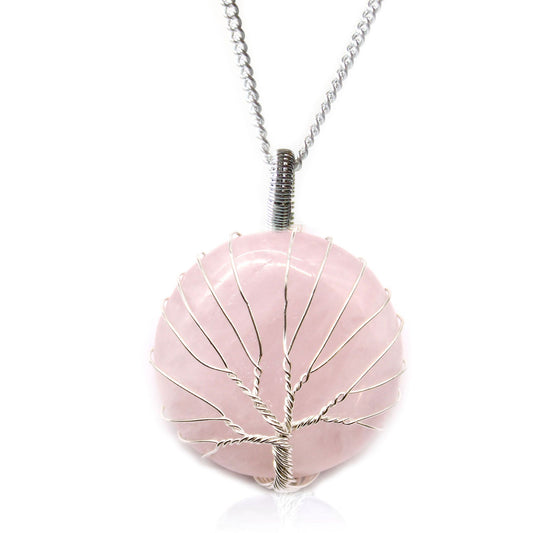 Collier Arbre de Vie - Quartz Rose