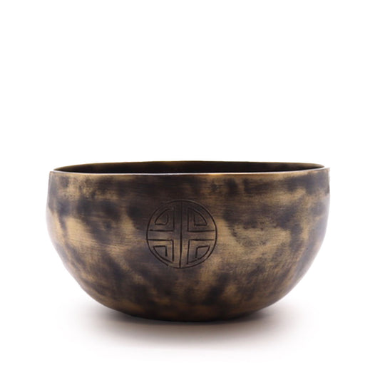 Petit bol chantant tibétain indien avec phases de lune (environ 550 g) - 13 cm