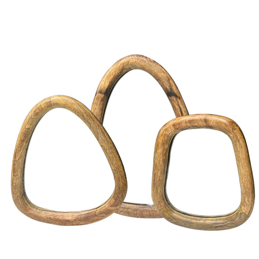 Ensemble de 3 miroirs Pebble - Finition bois clair