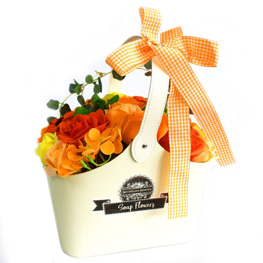 Savon panier bouquet de fleurs - orange