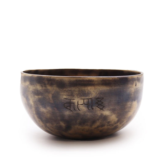 Petit bol chantant tibétain indien avec phases de lune (environ 550 g) - 13 cm
