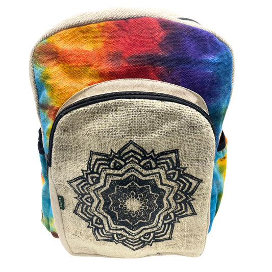 Grand sac à dos en chanvre tie-dye - Mandala