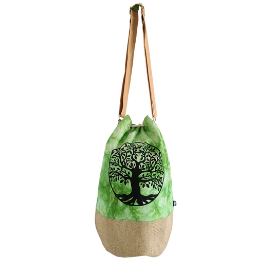 Sac à dos 100 % naturel - Effet délavé vert - Arbre de vie