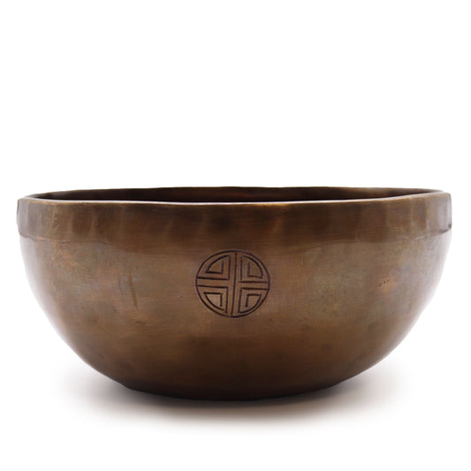 Bol chantant tibétain indien extra large avec phases de lune (environ 1500 g) - 22 cm