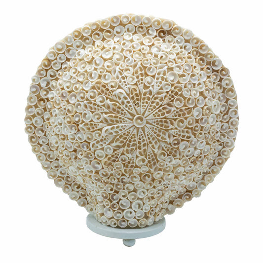 Lampe coquillage Boho - Grand coquillage rond - 30 cm