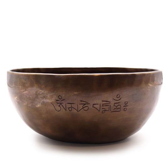 Bol chantant tibétain indien extra large avec phases de lune (environ 1500 g) - 22 cm