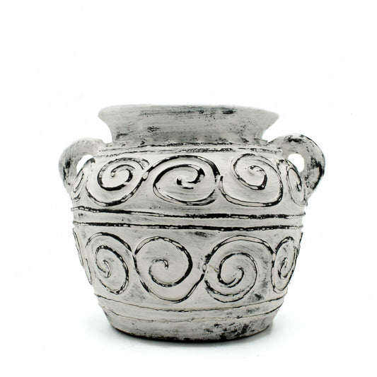 Jardinière grecque en argile avec poignées - Crème 15 cm