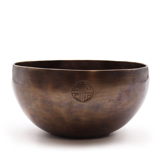 Grand bol chantant tibétain indien avec phases de lune (environ 850 g) - 17 cm