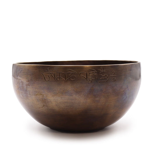 Grand bol chantant tibétain indien avec phases de lune (environ 850 g) - 17 cm
