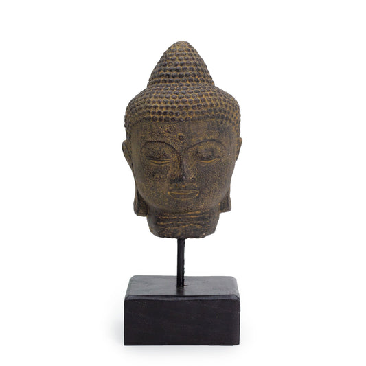Tête de Bouddha couchée sur socle - Gris